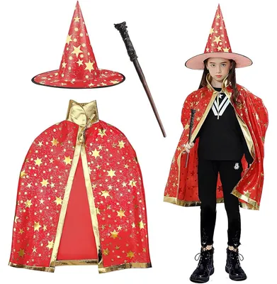 Immagine prodotto di Mantello da strega con cappello - Per bambini - Halloween - Zucca
