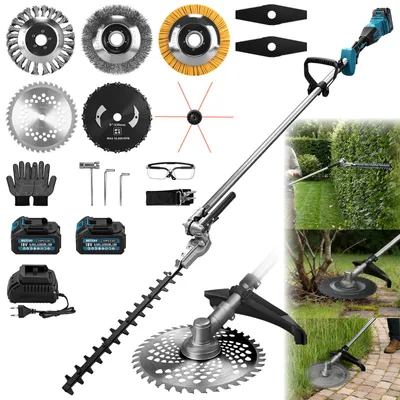 Produktbild von 7in1 Akku Freischneider & Heckenschere mit Akku, 1380W Brushless-Motor 18800U/min | 8 Austauschbare Aufsätze | Länge 155/210cm Trimmer f. Hecken Rasen