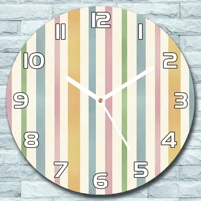 Produktbild von Wanduhr aus Glas Rund fi 30 Bunte Streifen Quarz Deko Schlafzimmer Büro