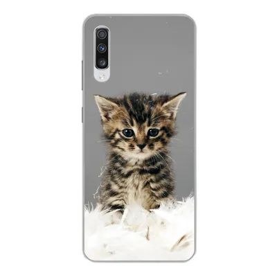 Produktbild von MuchoWow® Handyhülle Schutzhülle Hülle für Samsung Galaxy A70 Katze - Kätzchen - Federn Silikon Softcase Handy Hülle - Schutzhaube