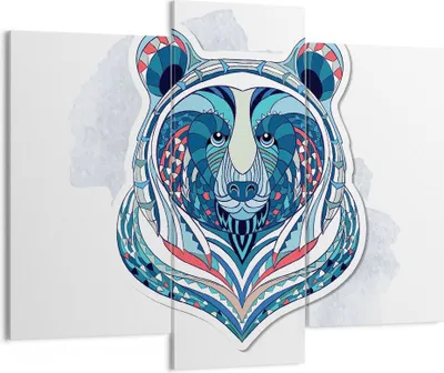 Produktbild von Bild auf Leinwand - Leinwandbild - Bär Illustration Traum blumig - 130x100cm - Wand Bild - Wanddeko - Leinwanddruck - Bilder - Kunstdruck - Leinwand bilder - Wandkunst - CB130x100-3085