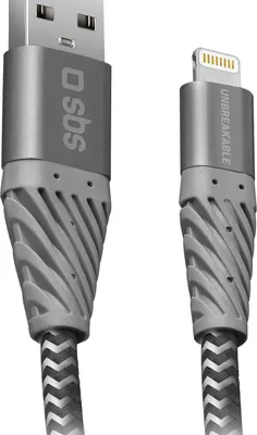 Produktbild von SBS TECABLEUNRELIG2GK, 2 m, Lightning, USB A, Männlich, Männlich, Schwarz, Grau