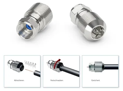 Produktbild von conecto® easyfit F-Stecker für Satanschluss Satkabel Koaxkabel mit Durchmesser 6,8mm bis 7,0mm 1 Stück