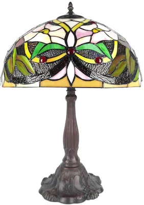 Produktbild von LumiLamp 5LL-6126 Tischlampe Tiffany Beige Blumen 41x58 cm