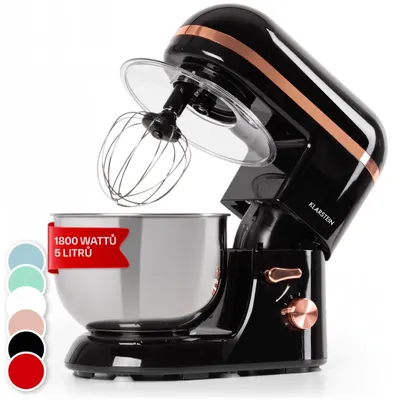 Obrázek produktu pro Kuchyňský robot Klarstein, hnětač s mísou o objemu 5 l, profesionální kuchyňský robot 1800 W s hákem na těsto a šlehačem, univerzální kuchyňský robot se 6 stupni, stroj na míchání, hnětení a šlehání těsta
