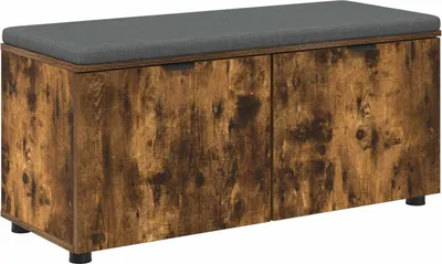 Immagine prodotto di vidaXL Panca da corridoio con cuscino con porta Rovere fumé 100 x 38 x 46 cm