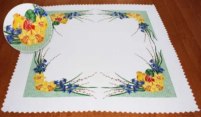 Produktbild von Ostern Deckchen 4-teiliges Set 75x75cm+3x ⌀ 30cm LEBERBLÜMCHEN Osterservietten