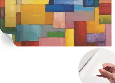 Produktbild von Selbstklebende Wandtapete - Dekorative Tapete für Wohnzimmer - Klebefolie für Wandbilder - Tapetenfolie für Wanddekoration - 208x146 cm - Farbige Rechtecke