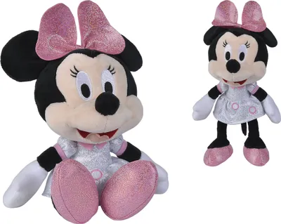 Image de Disney Minnie Mouse 100th - Figurine en peluche / Doudou / Peluche (25 cm) avec robe scintillante