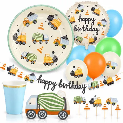 Produktbild von Party Deko Set Baustelle Bagger Kindergeburtstag Dekoration Geburtstag Jungs