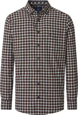 Produktbild von REDMOND Herren Flanellhemd Langarm Button-Down Comfort Schwarz Karo L