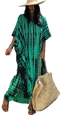 Produktbild von Solidchoice – Kimono mit V-Ausschnitt im Bohemian-Stil für Damen, ideal als Strandkleidung