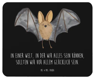 Produktbild von Mr. & Mrs. Panda Mauspad Fledermaus Flügel - Schwarz - Geschenk, Mousepad, Lustige Sprüche, Mouse Pad, laptop, pc