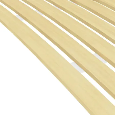 Close-up view of wooden bed slats.