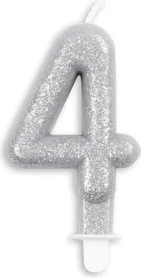 Produktbild von Glitzer Zahlenkerze in Silber 4