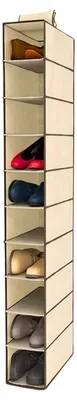 Schuhregal zum Hängen, 10 Fächer, 15x30x120 cm, Stoff