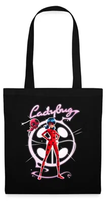 Produktbild von Spreadshirt Miraculous Ladybug Mit Tikki Stoffbeutel, One size, Schwarz