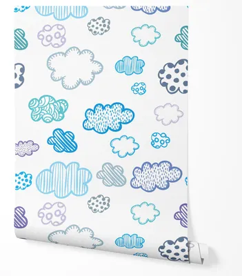 Immagine prodotto di Carta da parati in tessuto non tessuto bambini nuvole motivo blu pastello 10m x 0.5m