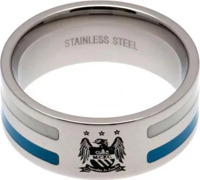 Produktbild von Prsten Manchester City FC s barevnými pruhy TA1674 (S) (stříbrná/modrá/bílá)