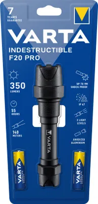 Zdjęcie produktu dla VARTA Niezniszczalna latarka LED F20 Pro czarna 16,7 cm, 350 lumenów, 6 W