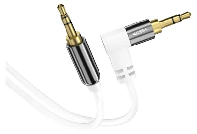 Produktbild von 1m AUX Kabel Weiß 3,5mm Klinke-Stecker Winkel Stereo | für Handy MP3 TV iPhone