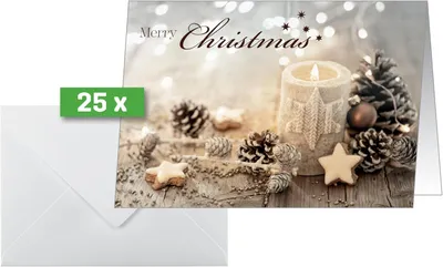 Produktbild von SIGEL DS098 Weihnachts-Karten "Beige Christmas Candle" -  A6 - 25 Karten + Umschläge inkl. Umschläge
