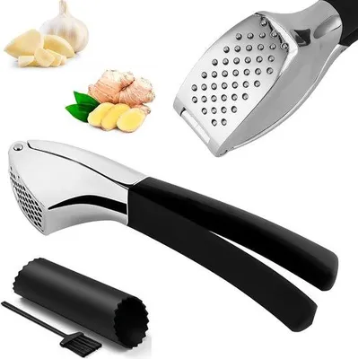 Produktbild von Garlic Press aus rostfreiem Stahl - Geschmackserleichterung für die Küche - Dunschneidgerät für Knoblauch und Ingwer - Vaatwasmachinebeständig - Keukenhelfer