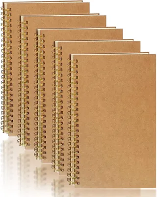 Produktbild von Notizbuch Set 5x A5, Spiral Notebooks, Kraft Cover, 100 Seiten pro Notizbuch, für Schule