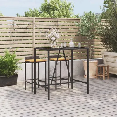 Produktbild von Bartisch mit schwarzer Glasplatte, 110 x 70 x 110 cm, aus Poly-Rattan, Anzugmöbel