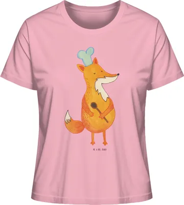 Produktbild von Mr. & Mrs. Panda Oberteil Damen Fuchs Koch Größe XL - Baumwolle Pink - Geschenk, Chefkoch, Bäcker, Kochlöffel, Hungrig, Basic Shirt, Kurzarmshirt, T-Shirt