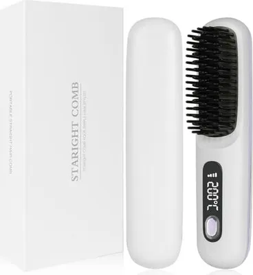 Produktbild von Kabellose Mini Haar-Glättungsbürste für Bärte, 3 Temperatureinstellungen, 30 Min. Akkulaufzeit