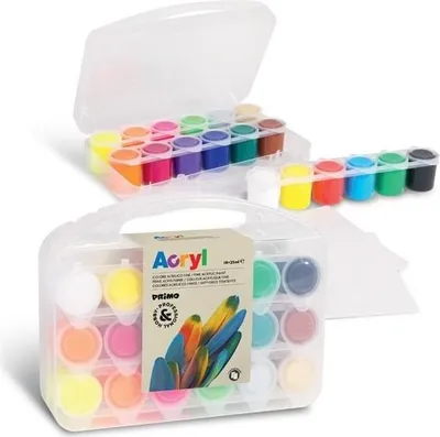 Obrázek produktu pro Souprava akrylové barvy Primo 18 x 25 ml, + 2 ks plátna..
