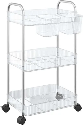 Obrázok produktu pre vidaXL Skladovací vozík 3 police Transparentný 37x28x68 cm Akryl