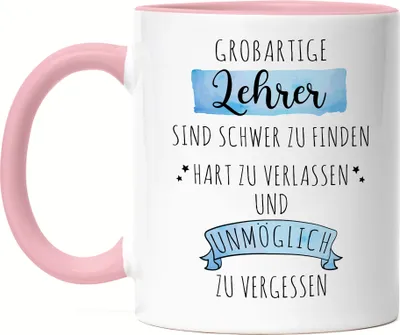 Produktbild von Großartige Lehrer Sind Schwer Zu Finden Tasse Rosa Danke Geschenk Hart Zu Vergessen