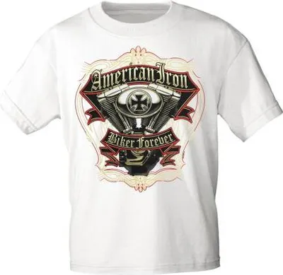 Produktbild von T-SHIRT Print American Iron Biker forever - 15701 Gr. S-3XL Color - weiß Größe - M