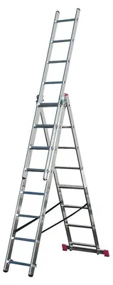Imagen del producto de Escalera multiuso de aluminio Silecomplaza Corda, con 3 secciones de 8 peldaños cada una