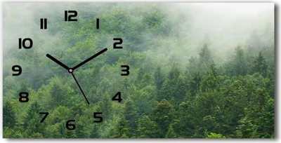 Produktbild von Wanduhr aus Glas – 60x30 cm - Glasbild - Glasuhr - Gehärtetes Glas - schwarze-zeiger - Geheimnisvoller Wald