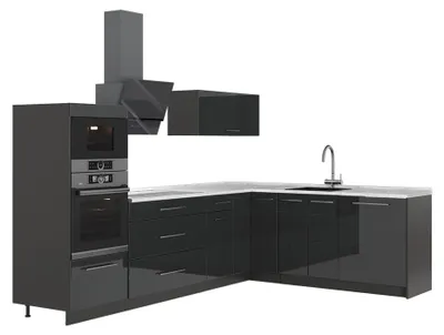 Obrázok produktu pre Rohová kuchyňa Vicco Fame-Line Antracit vysoký lesk/antracitová 287 x 207 cm, AP Marble, Model 63457