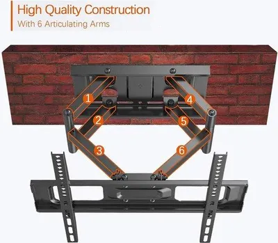 Productafbeelding van Muurbeugel voor tv draaibaar en kantelbaar - ultrasterke dubbele arm - volledig bewegende tv-houder - 32-70 inch tv's - belastbaar tot 50 kg - VESA 400 x 400 mm - bubbelniveau