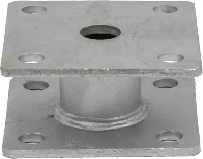 Produktbild von GeZu Impex® Pfostenträger aufdübelbar 2 Platten 100 x 100 x 5 mm, Höhe 50 mm  Pfostenhalter
