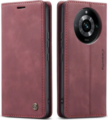 Produktbild von Realme 11 Pro Hülle, Retro Kunstledertasche mit Standfunktion Schutzhülle für Realme 11 Pro/ Realme 11 Pro+ Rot