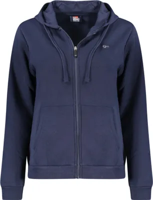 Produktbild von Blauer Damen Hoodie mit Reißverschluss: Gefüttert & Taschen-Design