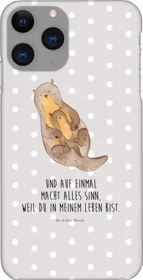 Produktbild von Mr. & Mrs. Panda Iphone 11 Pro Handyhülle Otter Kind - Grau Pastell - Geschenk, Baby, Mutter, Handy Case, Geburt, Familie, Premium Kunststoff, Mama