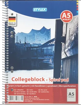 Produktbild von STYLEX Collegeblock - DIN A5 - kariert - 80 Blatt