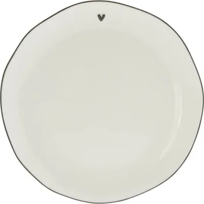 Produktbild von Kuchenteller HEART weiß mit schwarzem Herz D. 19cm Keramik Bastion Collections