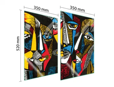 Produktbild von Herdabdeckplatten 2 teilig 35x52 Glaskeramikkochfeld Abdeckung Glas Schneidebrett Abstraktion Bunt