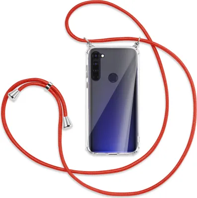 Produktbild von Handykette Backcover-Schutzhülle mit Band (Metall silberfarben) für Motorola Moto G Pro, G Stylus - rot