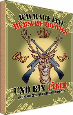 Produktbild von vianmo Holzschild 18x12 cm habe hübsche Tochter bin Jäger Familie Freunde