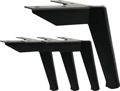 Produktbild von PolkaHome® Möbelfüße, Set mit 4, Schwarz, 12 cm Höhe, Metall, Stabile und robuste Schrankfüße für Tische, Stühle, Bänke und andere Möbel