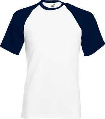 Produktbild von Fruit Of The Loom Herren Baseball T-Shirt, kurzärmlig BC327 (L) (Weiß/Marineblau)